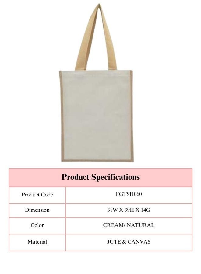 Fatio Set of 10 Natural Jute and Cream Canvas Bags – Eco-Friendly and Durable Tote Bags - Image 4